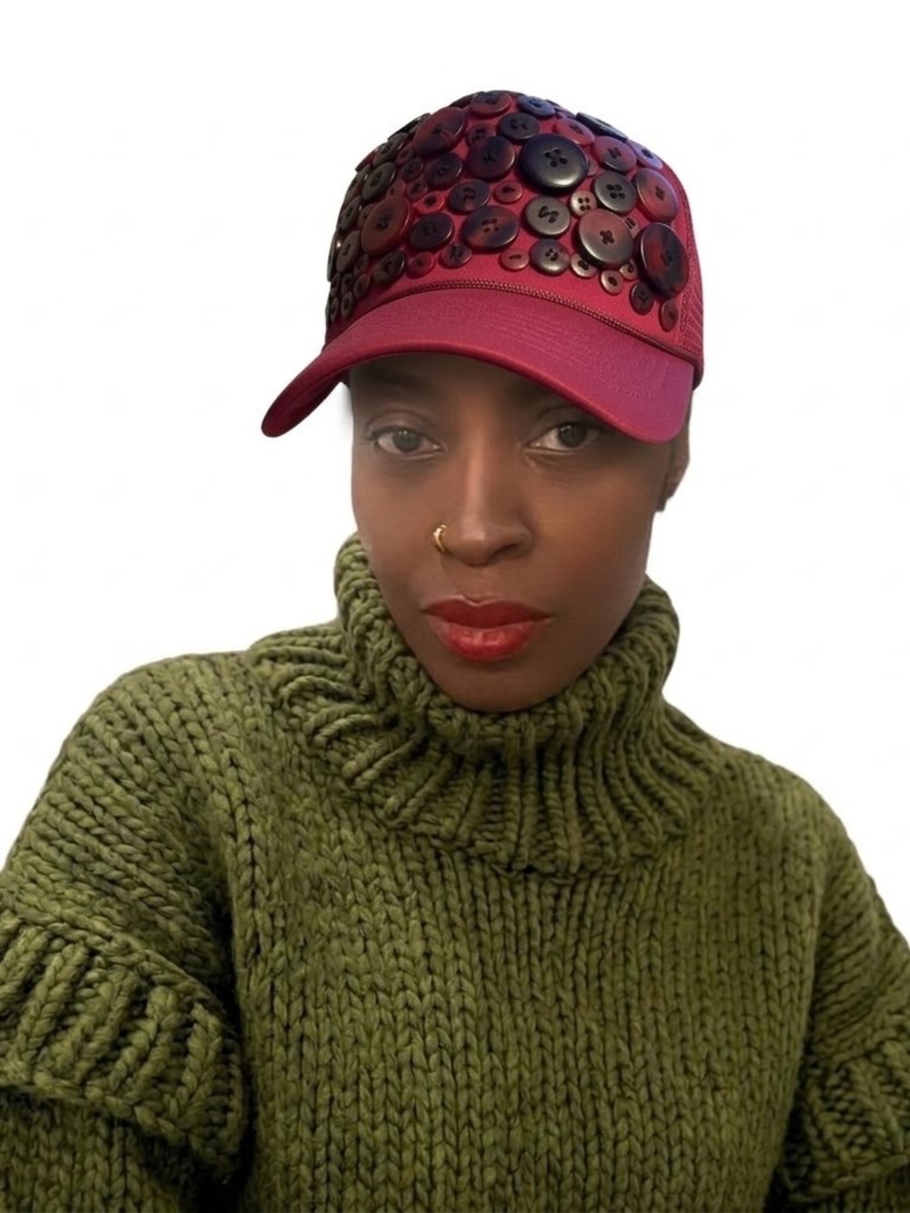 Ladies Button Embellished Hat
